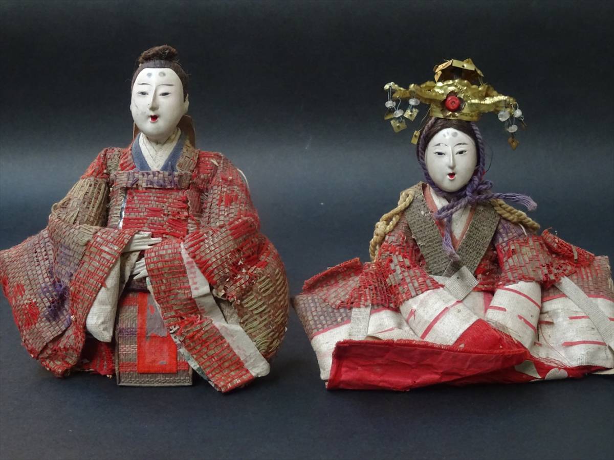 2 Antique Ningyo Japanese Imperial Court Doll Princess Hina Crown Geisha Japansilvercoin Com